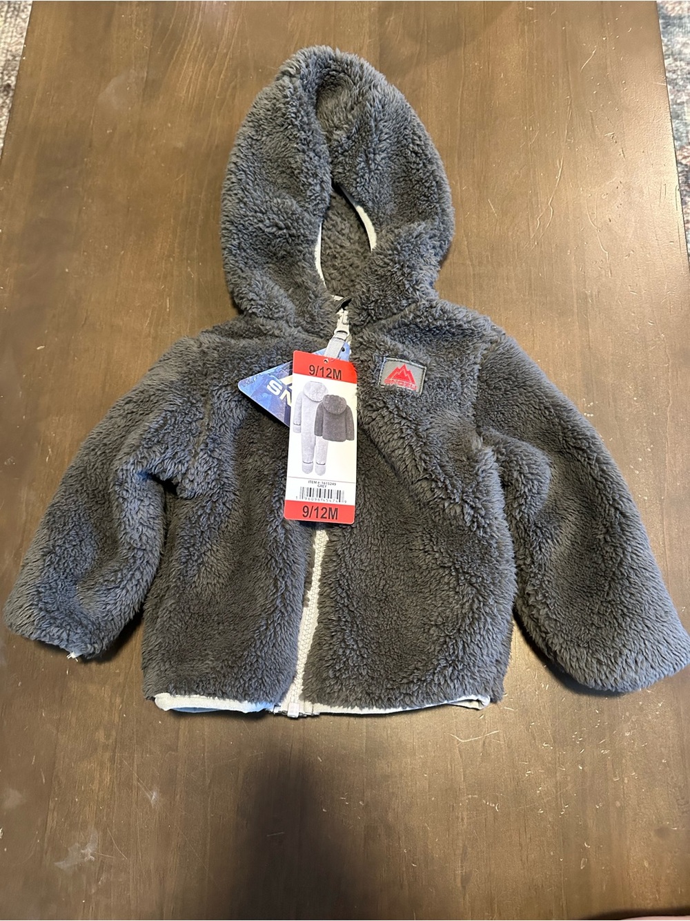 Snozu Gray Plush Hooded Kids Jacket